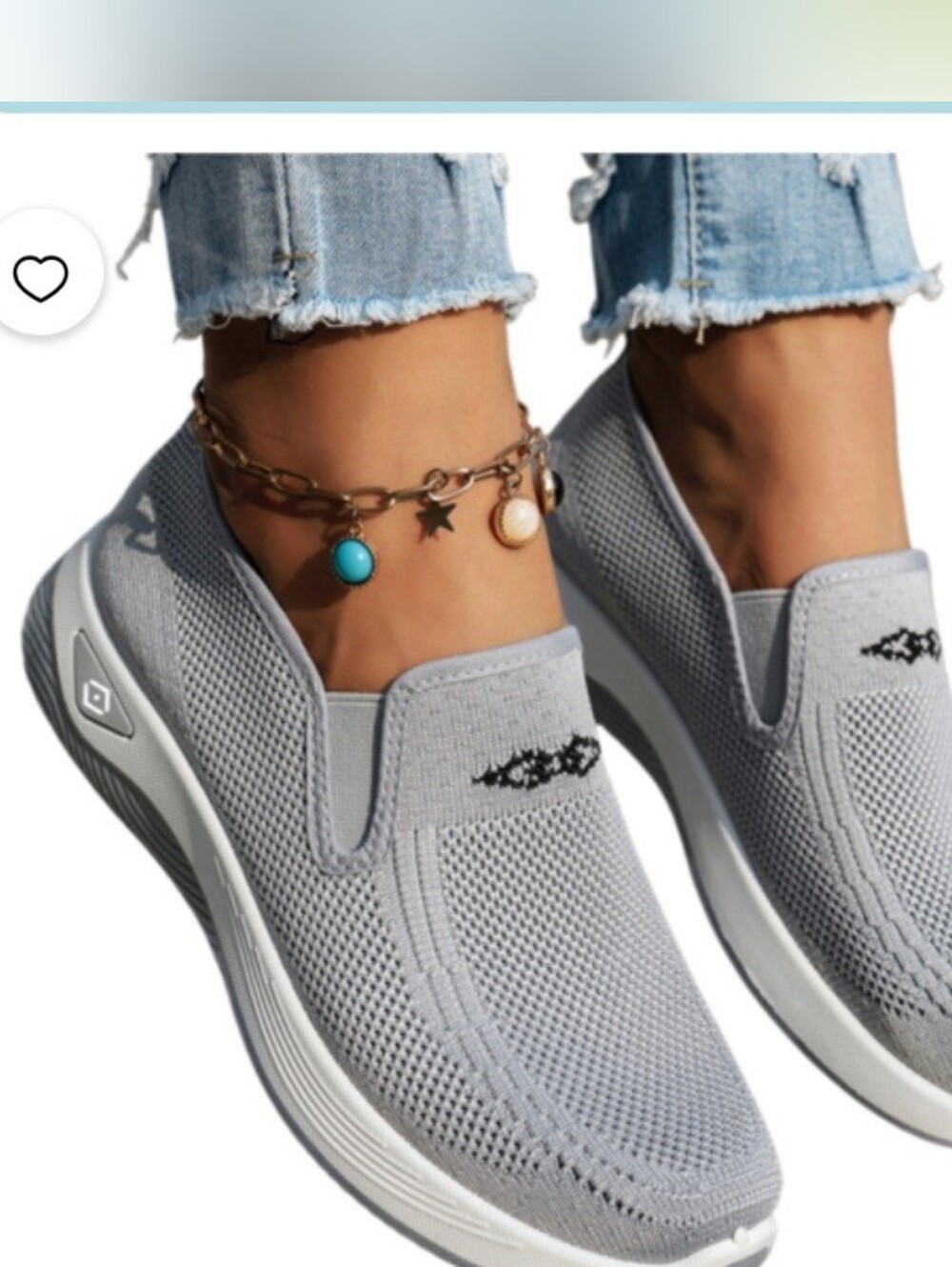 Comfort Knit Slip-On Sneakers for Women - Light Gray